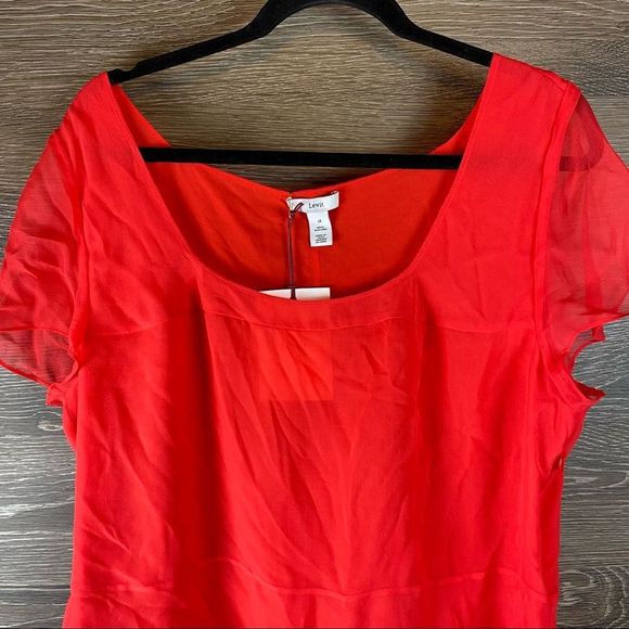 Lewit Red Poppy Silk Blouse NWT - Picture 3 of 11